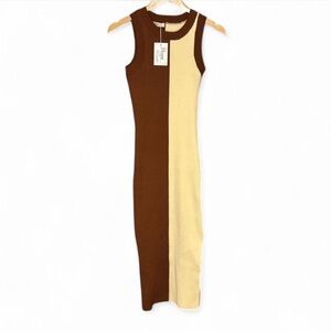 Hope Horizon Brown Colorblock Knit Dress